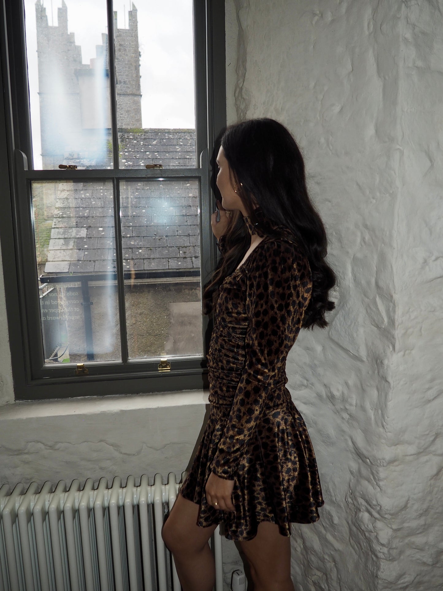 ATTICO Leopard Print Mini Dress In Brown