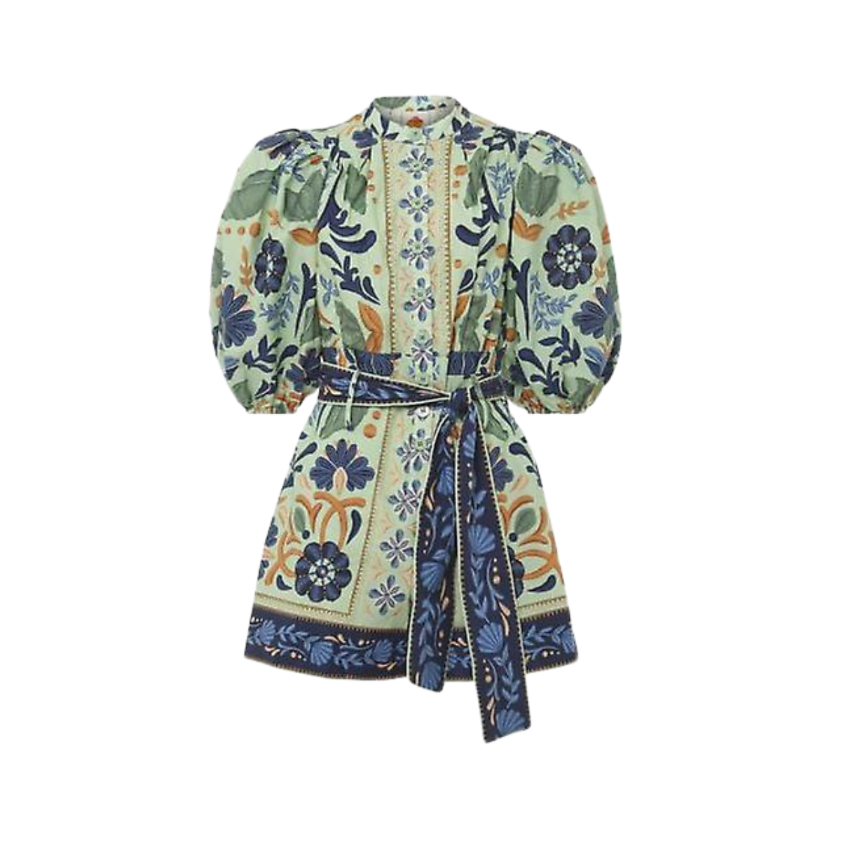 Farm Rio Green Ocean Tapestry Belted Romper