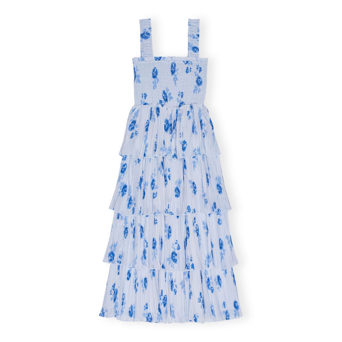 Ganni floral-print plissé midi dress