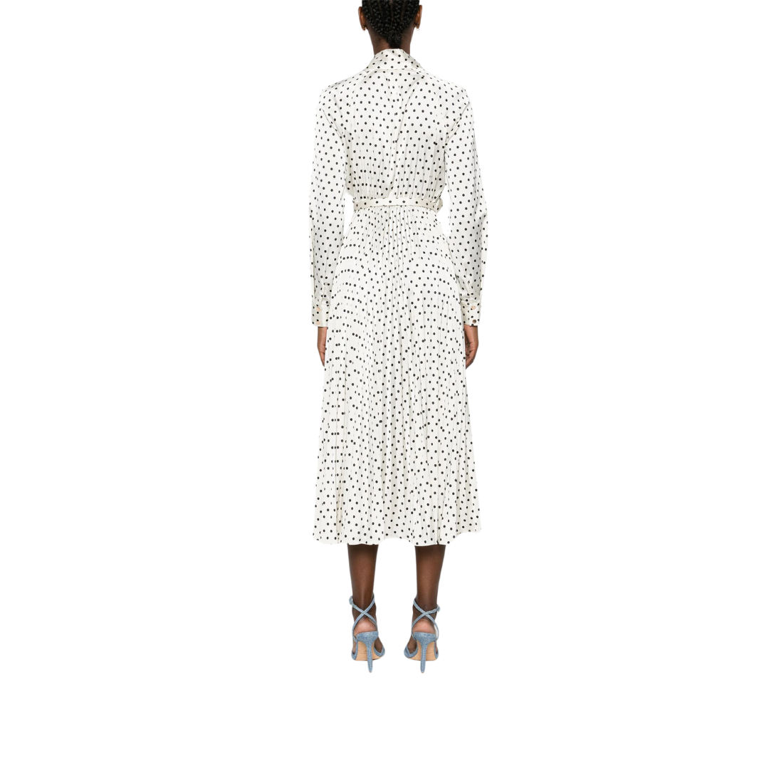 Self-portrait Cream Polka Dot Satin Midi Dress