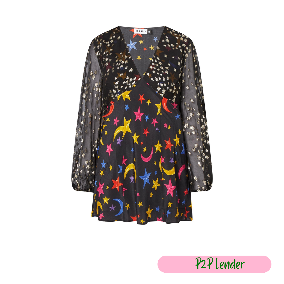 Rixo Lia Star Print Silk Mini Dress